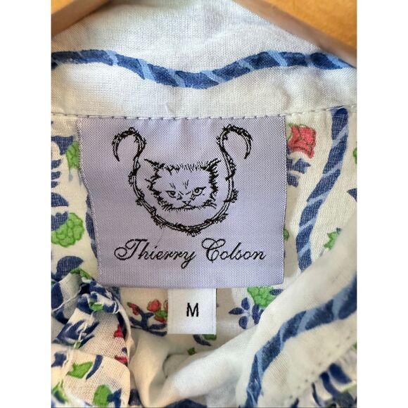 Thierry Colson Floral Vita Blouse Top Shirt Size Medium - Picture 5 of 9